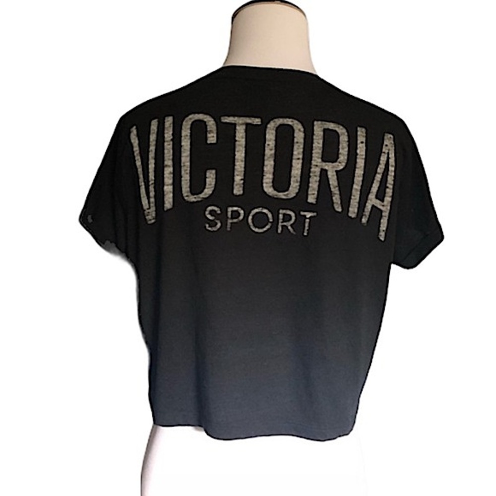 Victoria Sport VS Black & Gray Back Logo Crop Top